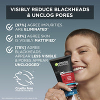 Garnier Pure Active 3in1 Charcoal Anti-Blackhead Mask Wash Scrub, for Oily Spot Prone Skin, Enriched with Salicylic Acid to Purify, Unclog Pores and Mattify 150ml
