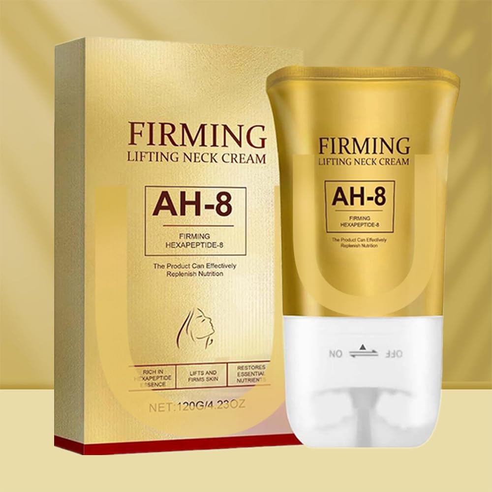 KlsyChry AH-8 Firming Neck Cream, Neck Firming Cream with Roller, Reduce Wrinkles Fine Lines And Double Chin, Firm and Lift Sagging Skin, 120g