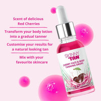 Skinny Tan Cherry Face Tanning Drops - Face & Body Drops, Cherry Extract, Aloe Vera, Vitamin E, Enhance Your Complexion, Transform Skincare Into Gradual, Vegan & Cruelty Free Skincare, 30ml