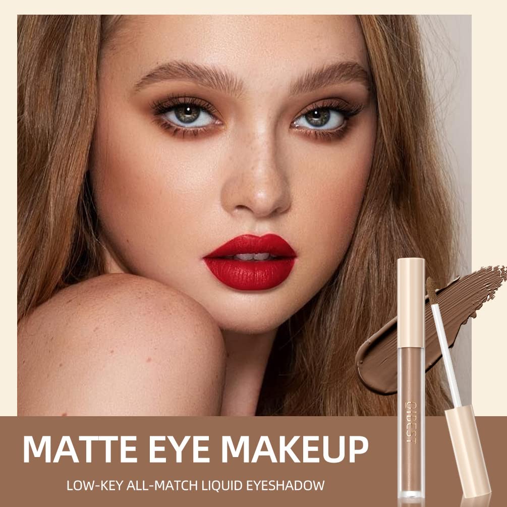 HQDA 8 Colours Matte Liquid Eyeshadow Set Velvet Highly Pigmented Smokey Black Nude Eyeshadow Long Lasting Quick Drying Eye Shadow Make Up Kits (Set A)