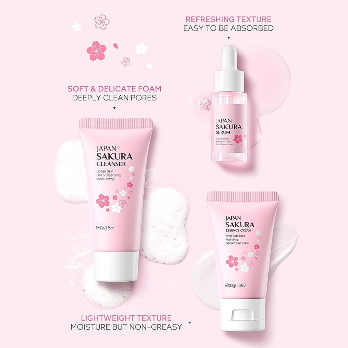 INSKIN Skin Care Sets & Kits For Women Gifts, Sakura Pamper Gifts for Women, Travel Skincare Set for Brightening - Cleanser, Serum, Cream, Eye Serum, Face & Mud & Sleep Mask*2, Brush, Headband