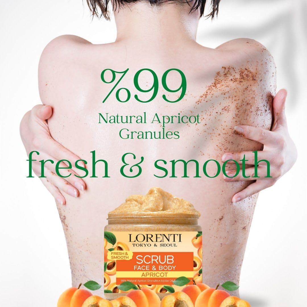 Lorenti Apricot Scrub 500 ML Face & Body | Firming & Radiant Supports Collagen Production Anti Aging and Wrinkle