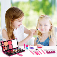 Aomig 33 Colors Kids Makeup Sets for Girls, 12 Pcs Princess Make Up Kit with 5 Brushes, Washable Children's Cosmetics Toys, Non-Toxic Makeup Kit, Cosmetic Beauty Set Gift for Kids Halloween Birthday