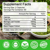 AlphaStateSciences Mighty Organic Moringa: Immune Boosting Capsules with Turmeric & Pepper - 120 Softgels (2 Month Supply)