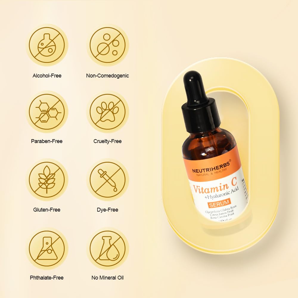 Neutriherbs Vitamin C Serum, Niacinamide Serum For Face, 30ML-Vit C Hydrating Booster with Hyaluronic Acid, Glowing Face Skincare for Women Men, Brighten Skin Moisturiser for Reduces Dark Spots & Evens Skin Tone