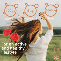 Nutriburst Hair, Skin & Nails Multipack - Supports Skin, Builds Collagen & Nail Strength - 5000 mg Biotin, Zinc + Vitamin A, C, D, E - Vegan & Sugar Free - 3 x 60 Strawberry Gummies - 3 Month Supply