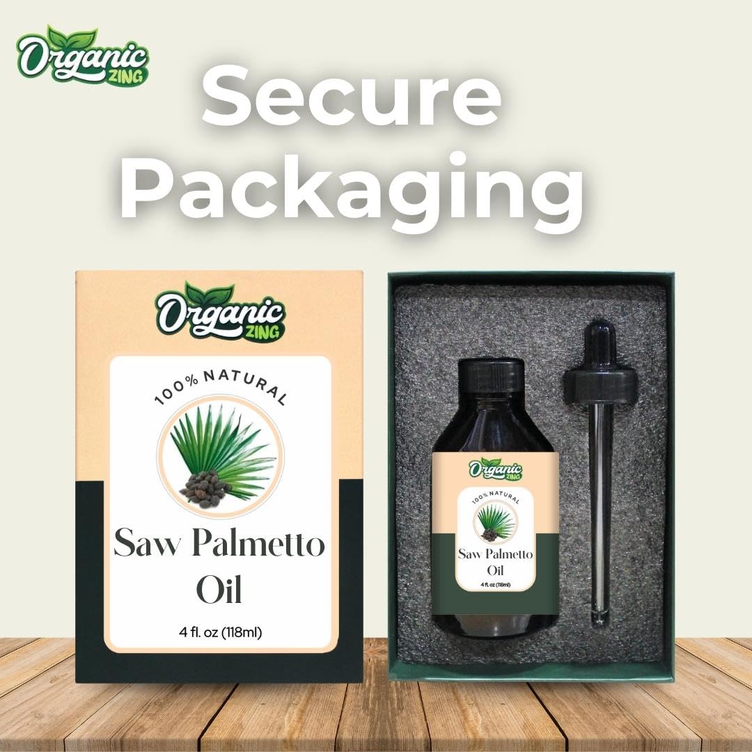 ORGANIC ZING Organic Zing Saw Palmetto Oil 118 ml (3.99 fl oz) – Cold Pressed Carrier Oil for Hair Care Formulations, Scalp Treatments & DIY Cosmetic Preparations