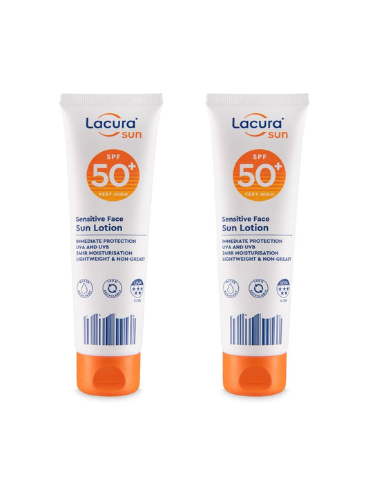 2× Lacura Aldi - Sensitive Face Sun Lotion - SPF 30 High | Immediate Protection UVA & UVB - 24H Moisturisation - Lightweight & Non-greasy | 50mL Each [TWIN PACK]