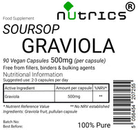 Nutrics® GRAVIOLA Fruit 500mg 90 V Capsules (1 Month Supply) Soursop