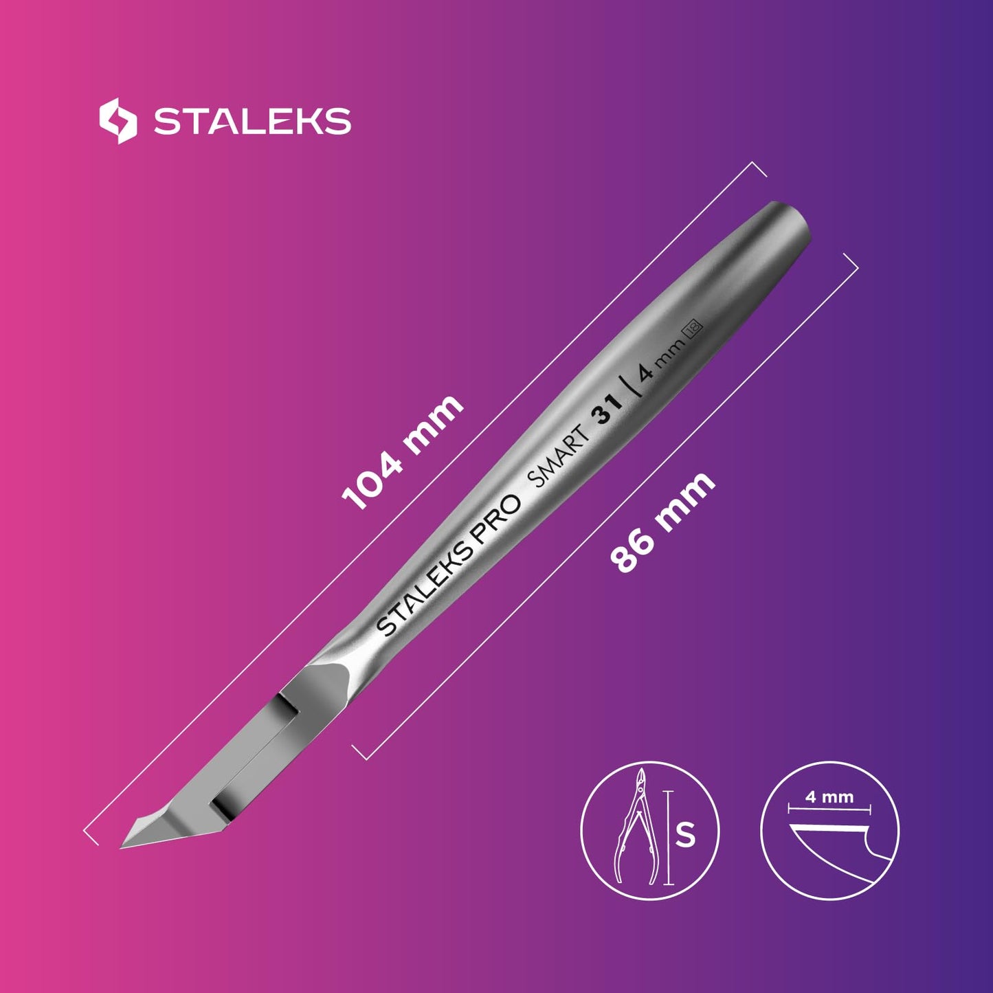 STALEKS PRO Smart 31 Quarter Jaw 4mm Professional Cuticle Nippers- Pack of 1 pcs - Model NS-31-4