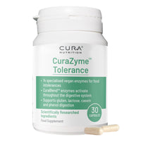 Cura Nutrition CURA NUTRITION CURAZYME Tolerance (30 Capsules) Food Intolerance Digestive Enzymes Supplement for Gut Health Support, Broad Spectrum Enzyme Complex for Bloating, Heartburn, Digestion Relief, Vegan