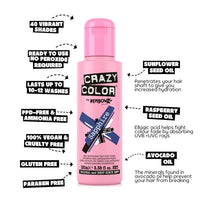 Crazy Color Metallic Sapphire Semi-Permanent Hair Dye. Highly Pigmented Deep Blue Conditioning & Oil Nourishing Vegan Formula | No Bleach or Ammonia | 100ml