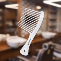 Majestik+ Afro Comb Infused With Coconut Oil - Wide Tooth Rake Hair Comb for Type 3A to 4C, Thick & Curly Hair in White