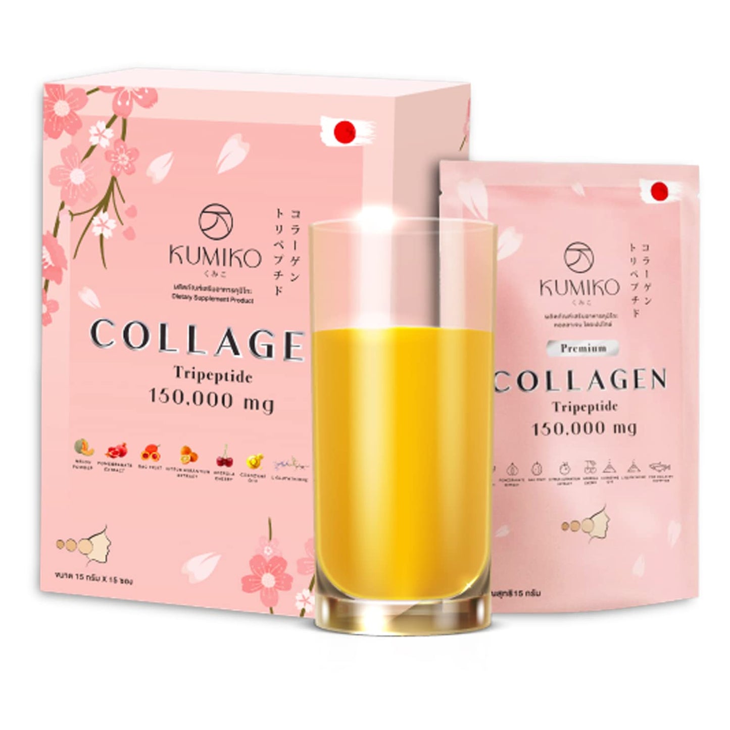 KUMIKO Collagen Tripeptide 150000mg Radiant Skin Natural Healthy Collagen Women Skin Care Nourishment Acne Blemishes Reduction Heals Dark Spot Organic Extract Supplement