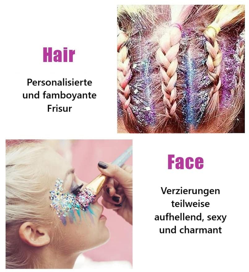 Beliky Girl Body Glitter Gel, 50ml Face Glitters Body Sequins Shimmer Liquid Eyeshadow, Mermaid Sequins Liquid Holographic Glitter Gel, Chunky Glitters for Eye Hair Nail DIY Art(Silver)