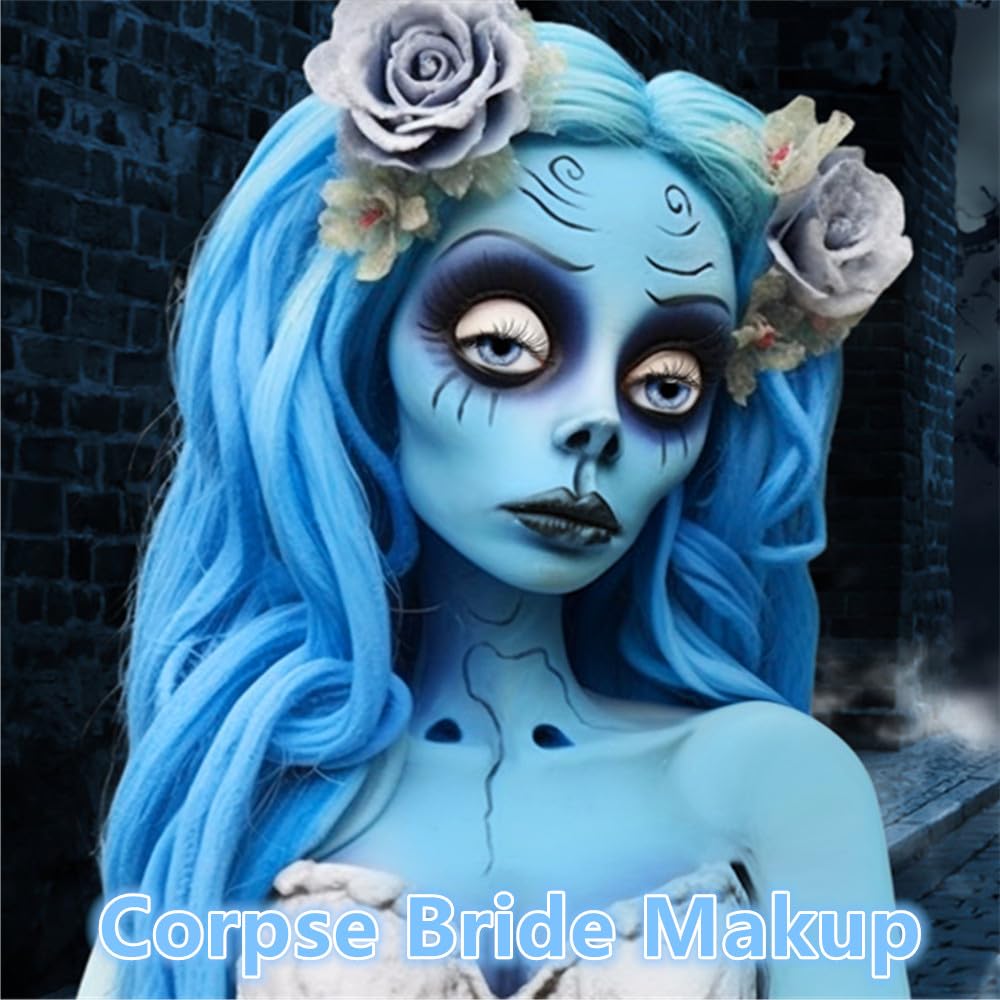 Go Ho Light Blue Cream Face Body Paint(2.37oz,70ml),Water Based Pale Blue Face Paint,Light Blue Makeup Face Painting Kit for Kids Party SFX Cosplay Costumes Festivals Halloween Makeup