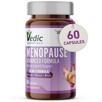 Vedic Essentials Vedic Menopause Supplement | 20 Vitamins, Minerals & Herbs Like Red Clover, Sage, Primrose, Flaxseed, Ginseng | Menopause Support -for Fatigue, Hot Flashes, Mood Swings | UK Made, Vegan, 60 Capsules