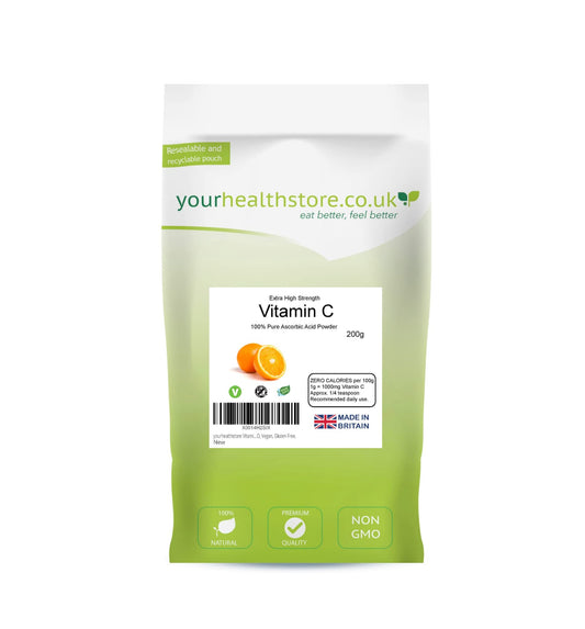 yourhealthstore Vitamin C Powder 200g, Extra High Strength Ascorbic Acid – 100% Pure British Pharmaceutical Grade – Non-GMO, Vegan, Gluten Free.