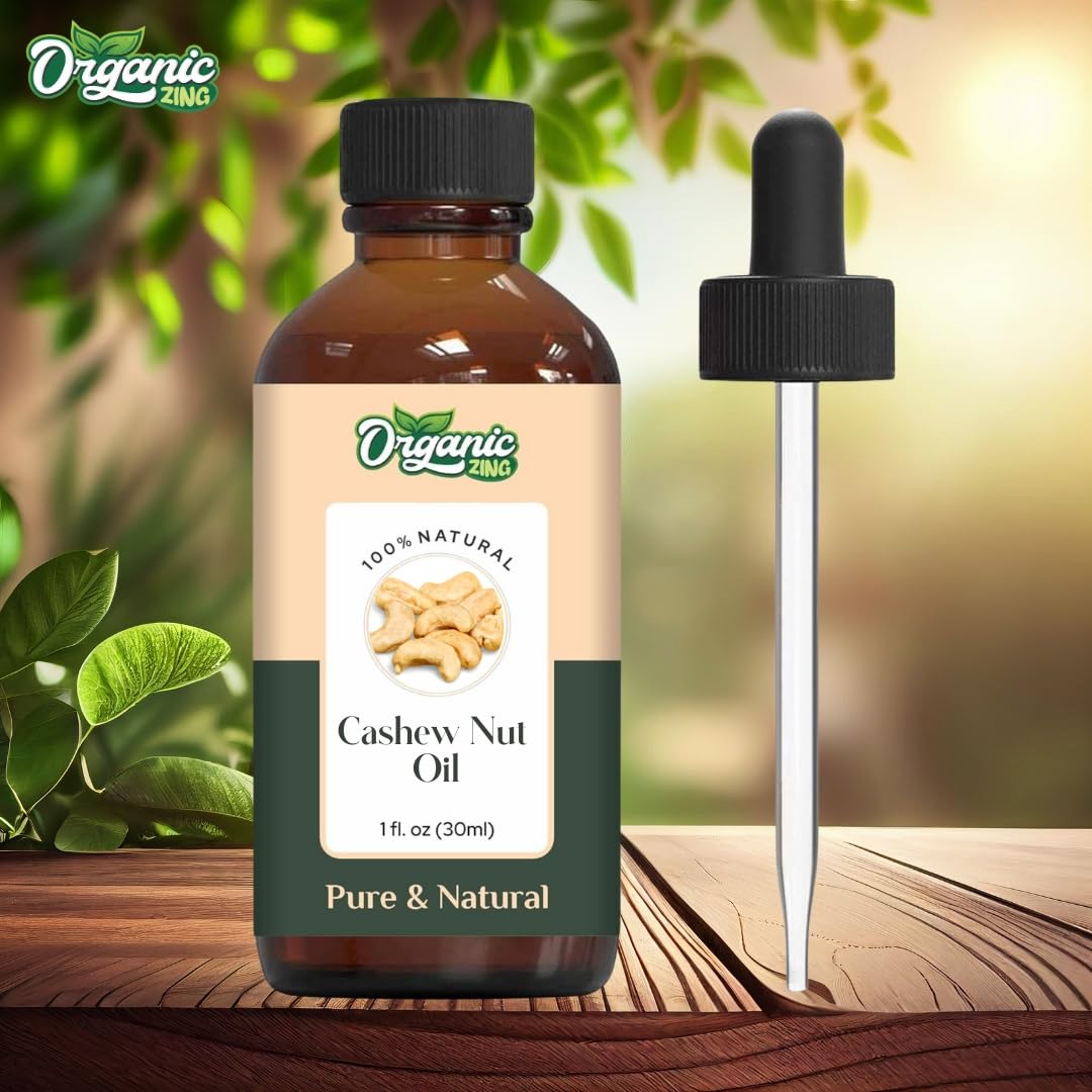 ORGANIC ZING Organic Zing Cashew Nut (Anacardium Occidentale) Oil | Pure & Natural Carrier Oil for Skincare, Hair Care and Massage - 30ml/1.01fl oz