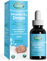 Colief Immune Support Bundle Contains Colief Vitamin D3 Drops | Liquid VIT D3 Supplement for Babies | Colief Vitamin C Drops for Babies | Infants Age +1 | 600 Drops