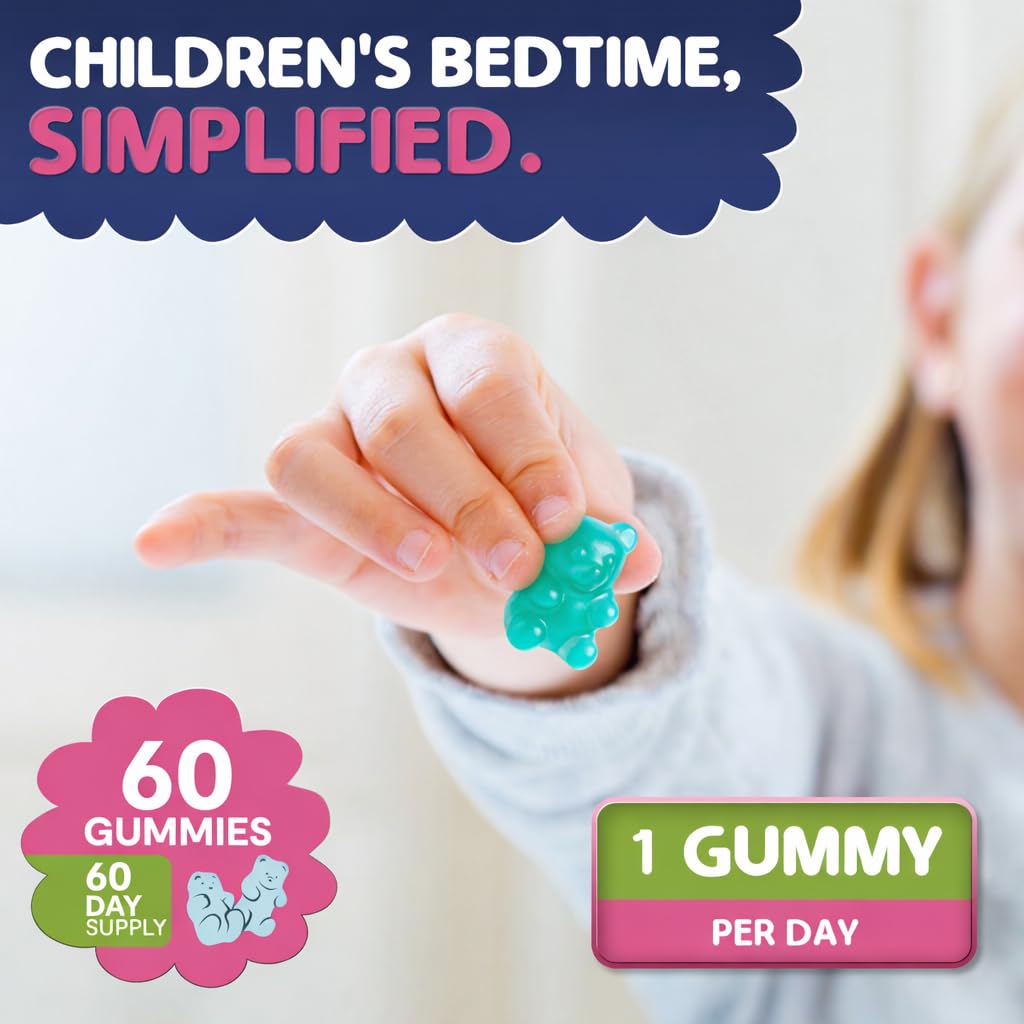 LITE LVL Kids Sleep Gummies Age 7+ | Calm & Relax Bedtime Gummies | Gentle Sleep Support with Camomile & Lemon Balm | Melatonin Free Formula | Mixed Berry Flavour | 60 Days Supply | LightLevel Kids