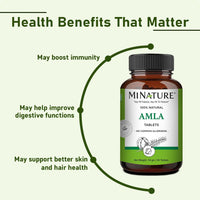 minature Mi Nature Amla Tablets -90 Tablets,1000mg | 100% Natural Amla Tablet | Amalaki | phyllanthus emblica | Immunity Booster | Vitamin C | Gluten Free | Vegan | from India