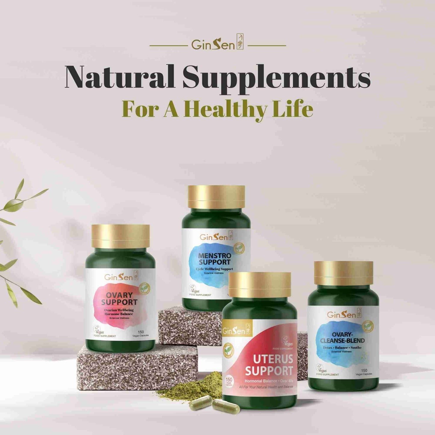 GinSen Uterus Support, Ultimate Nourishment for Women’s Reproductive Health, 150 Capsules, Vegan Approved Supplement, Herbal Extract & Vitamins Made in UK