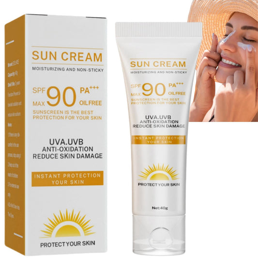 Suncream SPF 90,SPF 90 Face Moisturiser,Sun Lotion Cream for High Sun Protection SPF 90,Anti Sun UVA/UVB Radiation Protection Lotion,Sun Cream Factor 90, Effectively Isolate Ultraviolet Rays