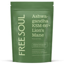 Ashwagandha KSM 66 + Lions Mane Complex | 3000mg Ashwagandha High Strength + 5000mg Lions Mane Tablets | Added Zinc + Vitamin B6 | Vegan UK Made | Free Soul