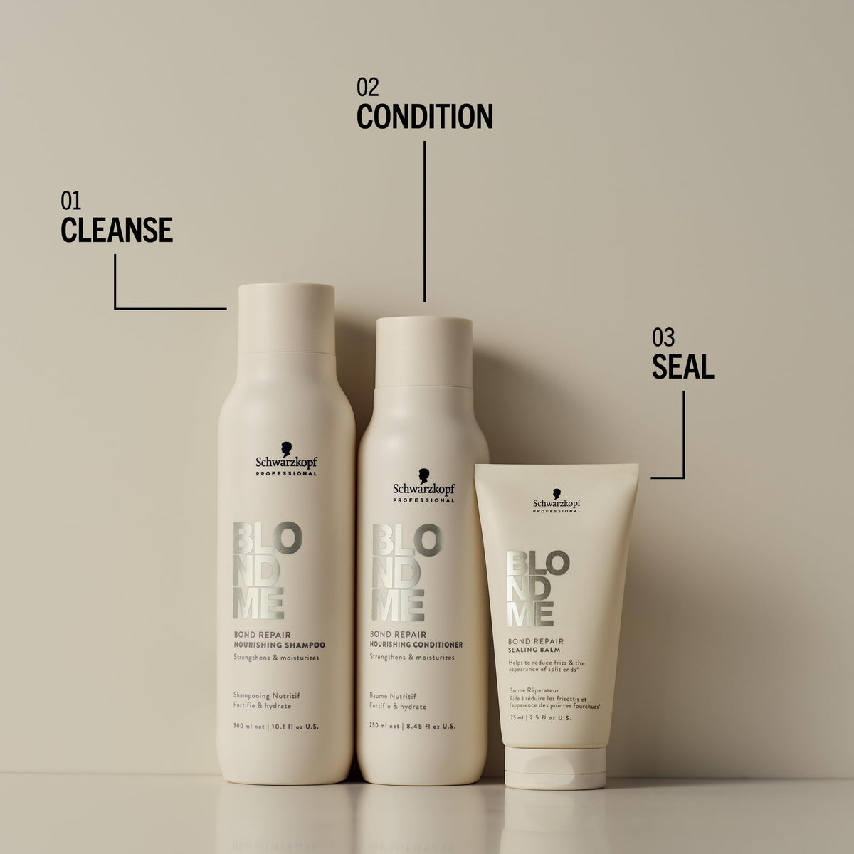 BlondMe Schwarzkopf Professional BLONDME Bond Repair Nourishing Shampoo Hair Shampoo Smoothing Almond Oil White Tea Deeply Nourishing Hydrating And Softening 300 ml