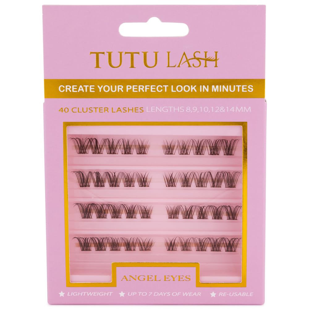 TUTU LASH Tutu Lash Caramel Lashes Brown DIY Cluster Lashes ANGEL EYES 40 x cluster lashes self application easy to apply lashes lash cluster box re-usable vegan