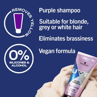 Schwarzkopf LIVE Silver Shampoo for Icy Blondes (200ml), Hair Toner Purple Shampoo for Neutralising Brassiness, Blonde Toner Eliminates Yellow Tones for Cool Blonde Shades