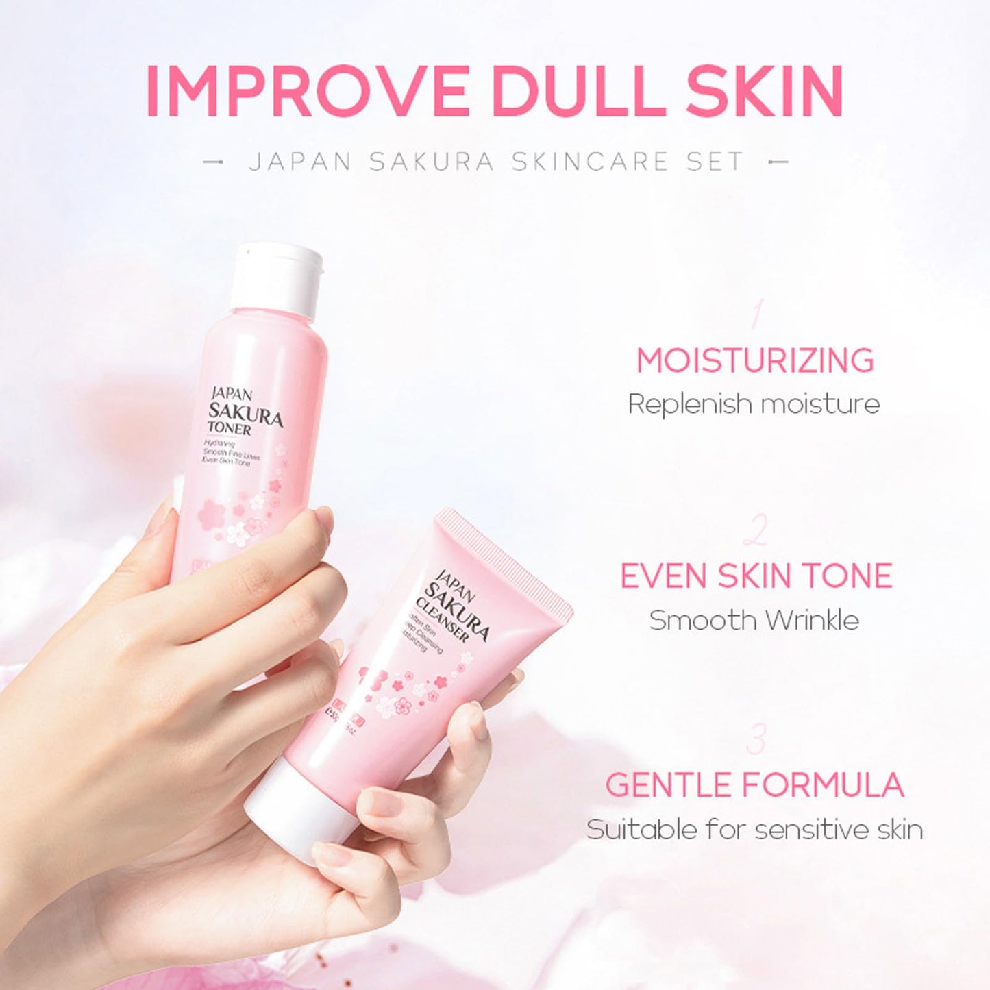 Shengqialun Skin Care Sets & Kits, Cherry Blossom Skin Care for Teenage Girls, Skincare Gift Set with Cleanser, Toner, Serum, Essence Cream,Eye Cream, Skin Essentials Travel Kit All Skin Types