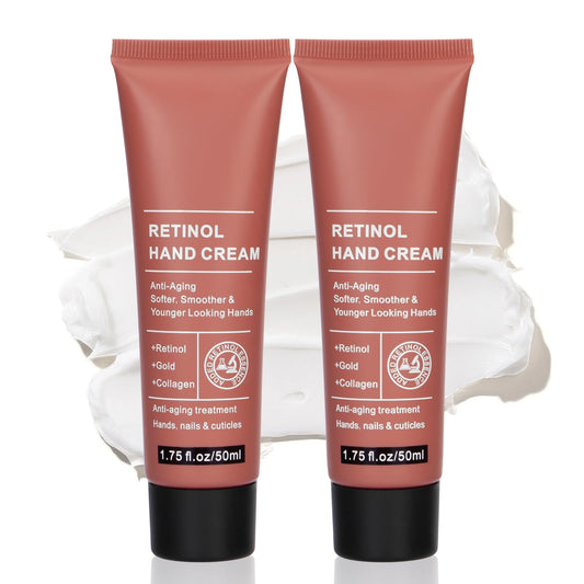 Samkeen Retinol Hand Cream, Anti Aging Hand Cream for Women & Men, Strong Soothing for Very Dry Hands, Deeply Moisturizes for Skin, Nails, Cuticles (2pcs)