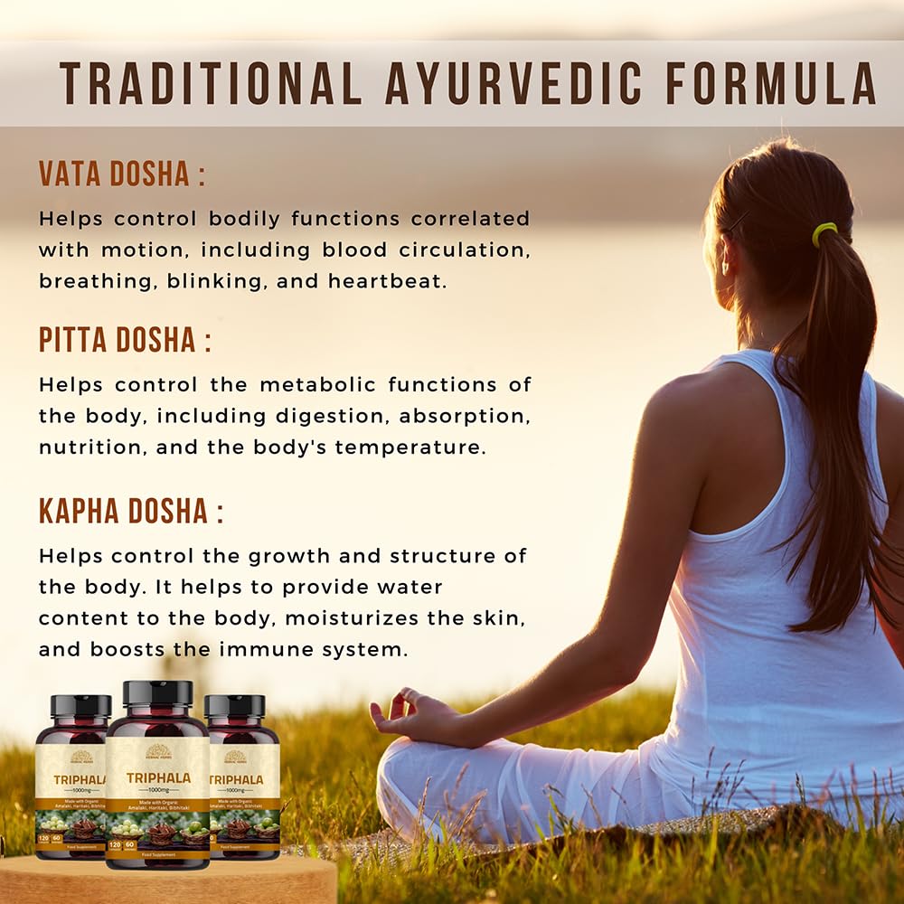 Hebhac Herbs Triphala Capsules - Rich in Vitamin C & Antioxidants | with Goodness of Amla, Haritaki & Bibhitaki - 90 Capsules
