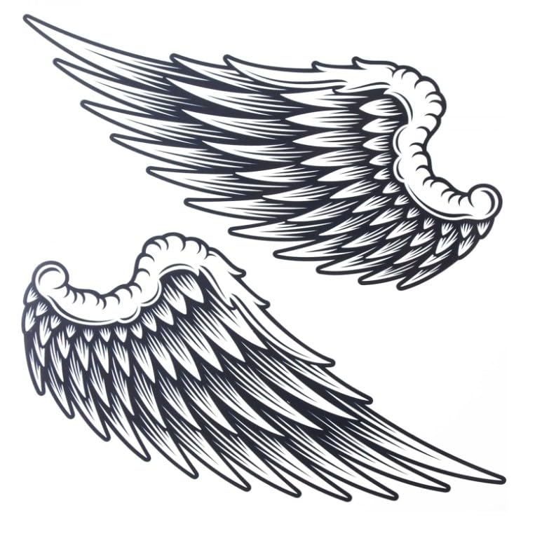 SquarezhenBo 1Pair Black Large Temporary Tattoo Sticker for Women Men Angel Wings Non-Toxic Waterproof Size 21cm x 22cm Temporary Tattoos (Beauty)