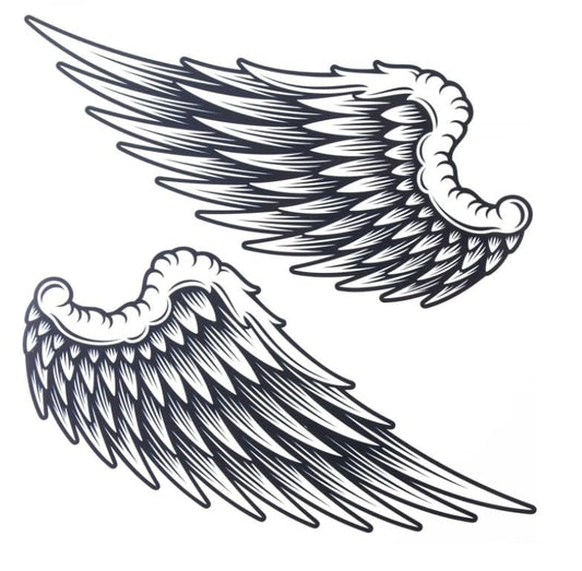 SquarezhenBo 1Pair Black Large Temporary Tattoo Sticker for Women Men Angel Wings Non-Toxic Waterproof Size 21cm x 22cm Temporary Tattoos (Beauty)