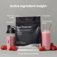 Protein Works | Vegan Protein 360 - Platinum Innovation, Premium Vegan Protein Powder, Plant-Based Protein Shake, Essential Vitamins & Minerals, Low Sugar, Banana Smooth, 14 Servings, 500g