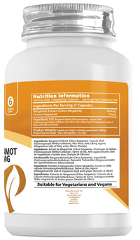 iperk Citrus Bergamot Extract 500mg - 180 Vegetarian Capsules - 40% Polyphenols - Premium Quality Supplement