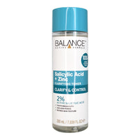 Balance Active Formula Salicylic Acid + Zinc Toner (200ml) - Exfoliates, Unclogs Pores, Prevents Blemishes & Blackheads, Minimises Pores for Clearer Complexion