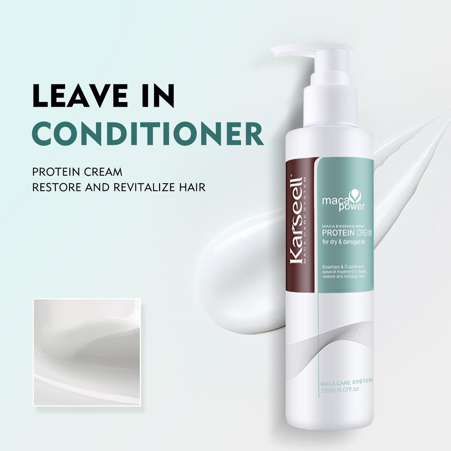 Karseell Repair Protein Cream Leave-In Conditioner Hair Treatment Organic Protein Cream for Dry Damaged Hair 150ml