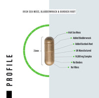 Sea Moss Complex 14,000mg Extract Including Bladderwrack & Burdock Root - 120 High Strength Capsules Providing 120 Day Supply - North Atlantic Irish Sea Moss Supplement - Vegan & UK Made