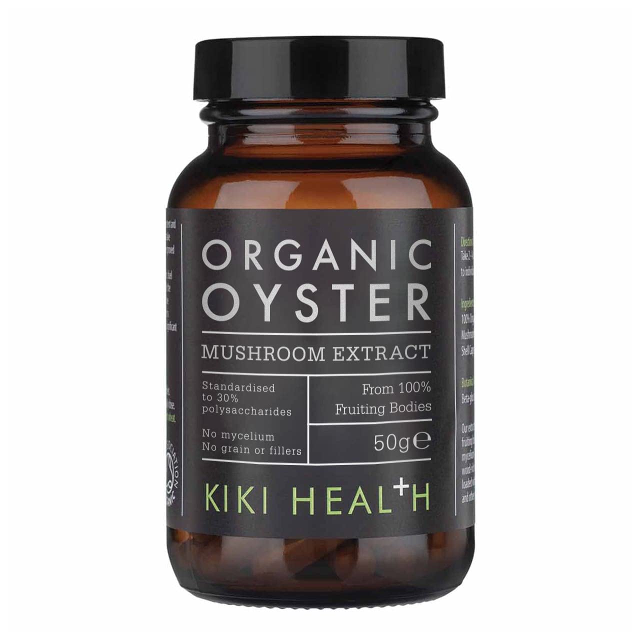 KIKI Health Premium Organic Oyster Extract Mushroom Powder | Full-Spectrum 100% Fruiting Bodies, Wood-Rich Cultivation, 50% Beta-Glucan Polysaccharides, Non-GMO | Boost Immunity Naturally- 50g