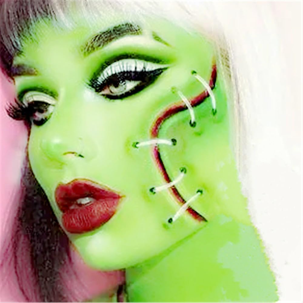Go Ho 6 Colors Green Face Body Paint,Cream Washable Formula Face Painting for Halloween Cosplay,Body Paint FX Makeup Palette,Professional Face Paint Green Makeup