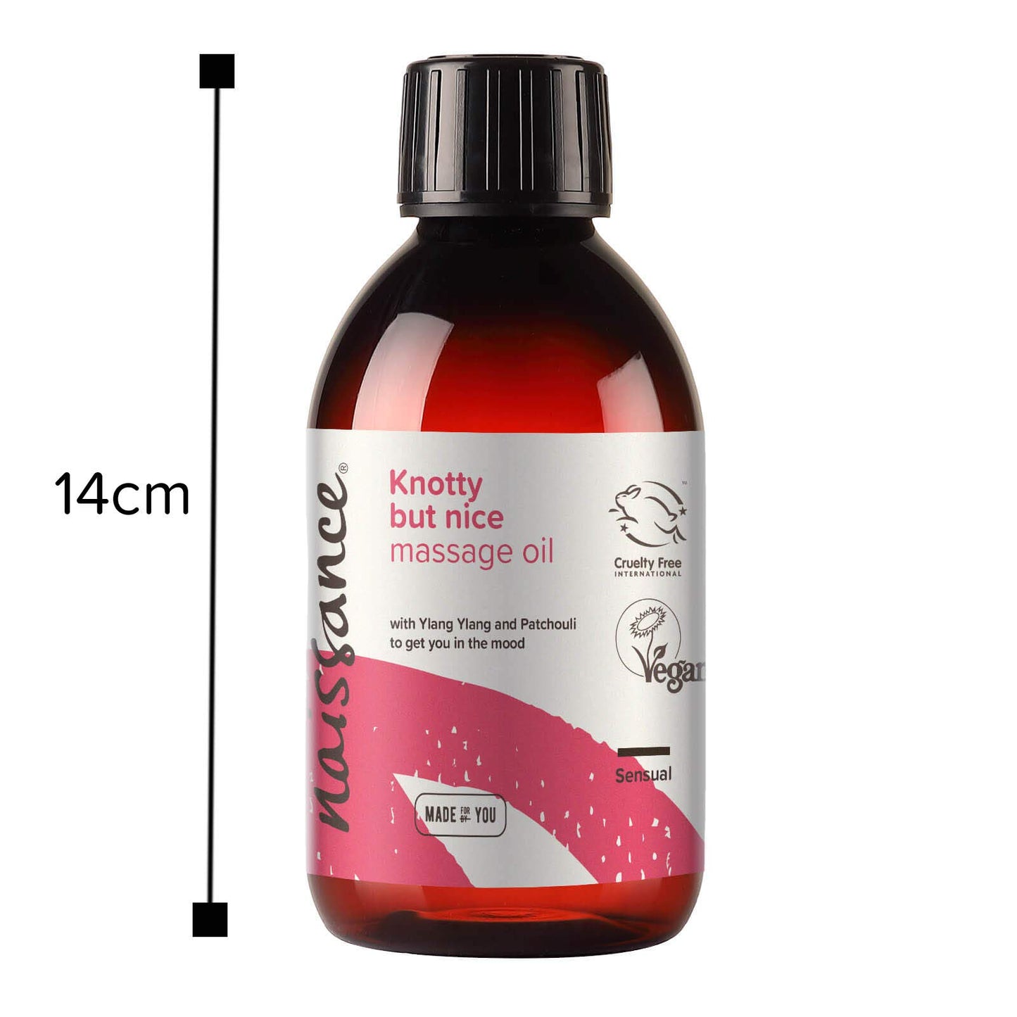 Naissance 'Knotty But Nice' Massage Oil 250ml, 100% Blend of Grapeseed with Ylang Ylang, Patchouli, Clary Sage, Orange, Grapefruit, Frankincense, Black Pepper Essential Oils