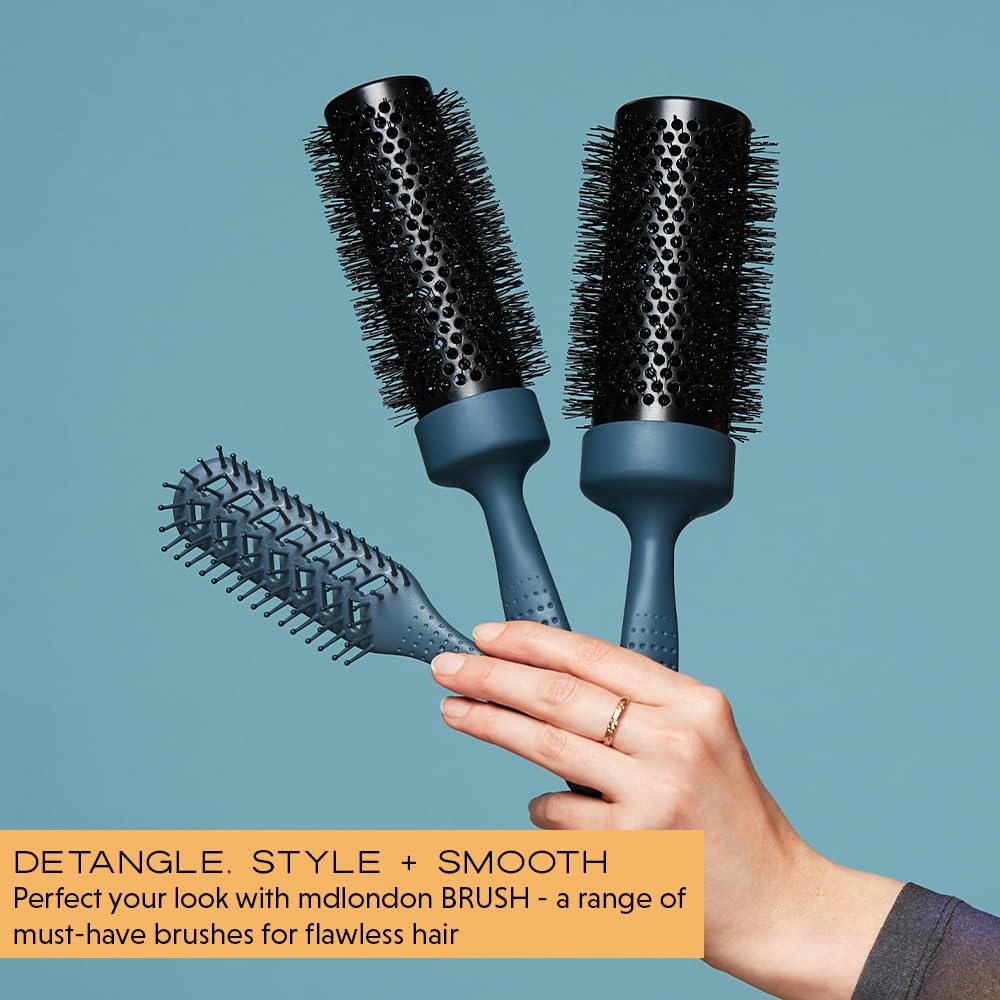 md london. mdlondon BRUSH Boar (32mm Dia. Barrel). Small Round Hair Brush for Fine or Thin Hair, Boar Bristle Brush for Short Hair, Round Blow Dry Brush - Genuine mdlondon Hairbrushes for Women & Men