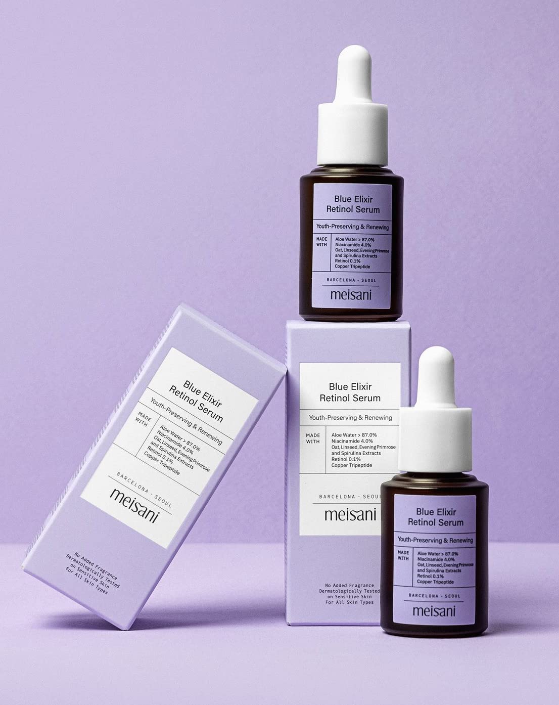 Meisani Blue Retinol Elixir Facial Serum w Aloe, Niacinamide