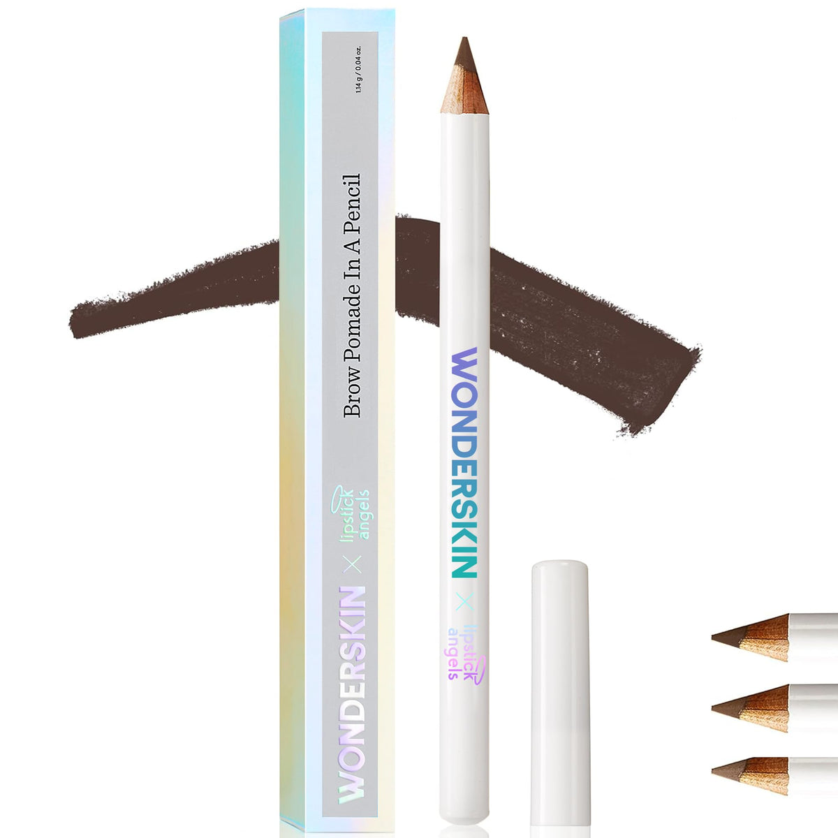 Wonderskin WONDERSKIN Eyebrow Pencil - Sharpenable Brow Pencil For Natural Looking Brows, Brown Eye Makeup, Long Lasting Eyebrow Pomade (Dark Brunette)