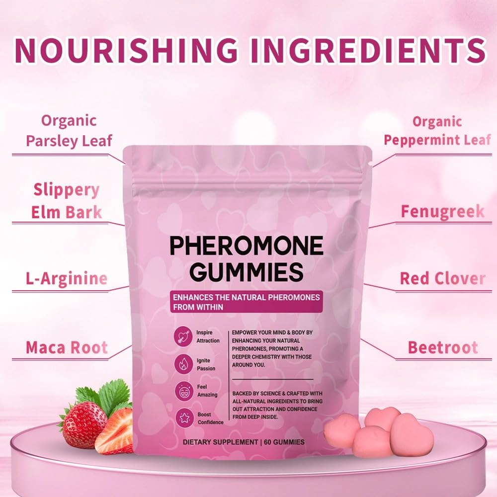 Govixed Pheromone Gummies, Premium Feminine Balance Gummies for Women's Health & Wellness, Strawberry Flavor -60 Gummies -30 Servings