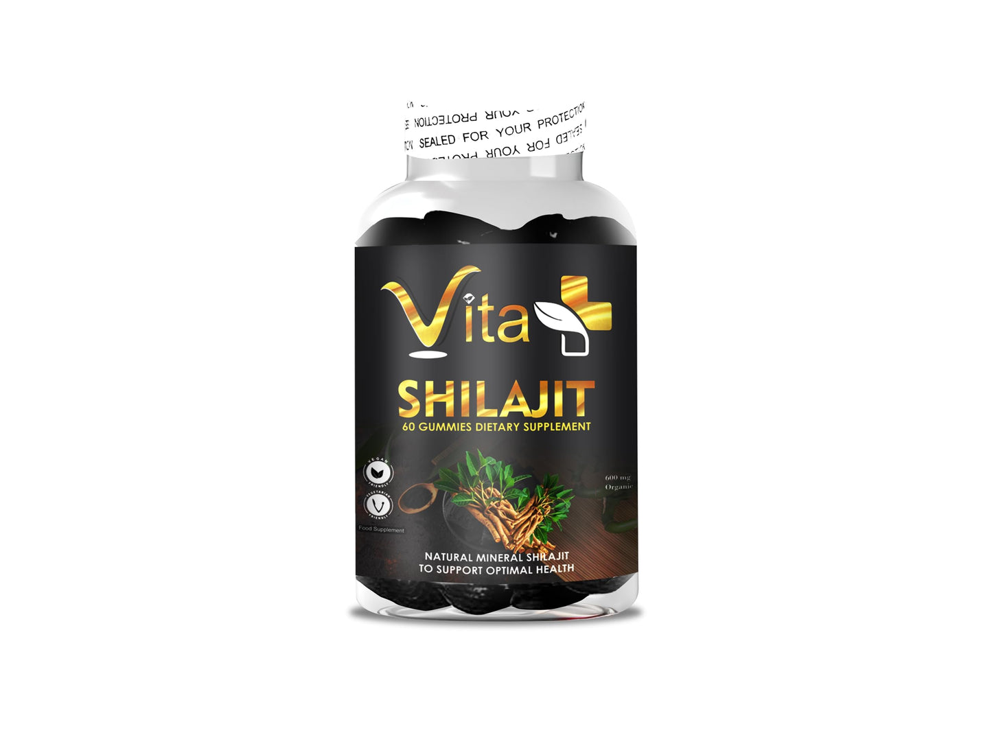 VITA+ VIta + Shilajit Gummies 600mg, Shilajit Gummies for Men and Women, Energy, Immunity Support, Pure Himalayan Shilajit Gummies with Ashwagandha & Lion Mane Mushroom, 60 Gummies